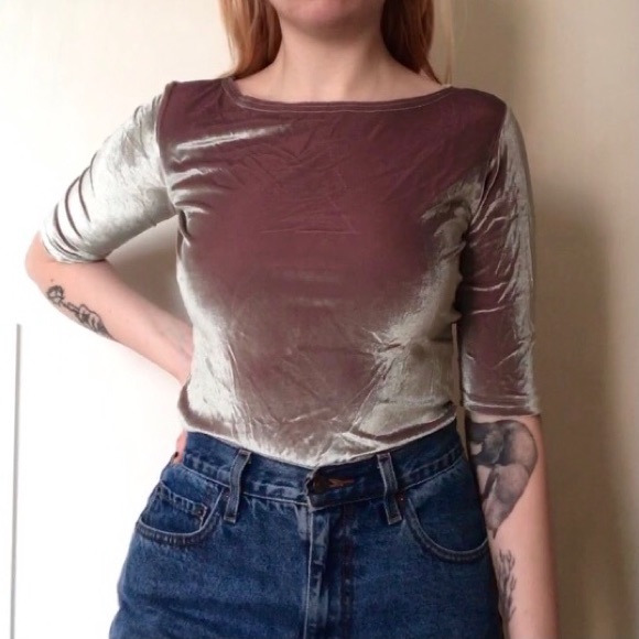 Y2K Colour-Shift Velour Top - Picture 1 of 4